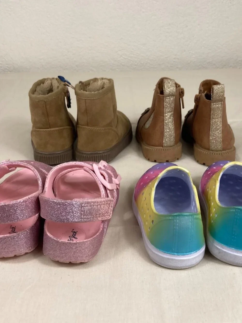 Toddler Girls Shoe Bundle Lot of 4 US Size 5 Boots Sandals Slip Ons